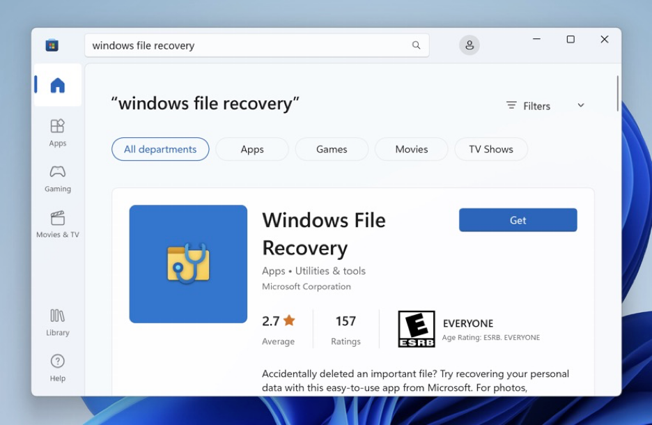 installer la récupération de fichiers Windows